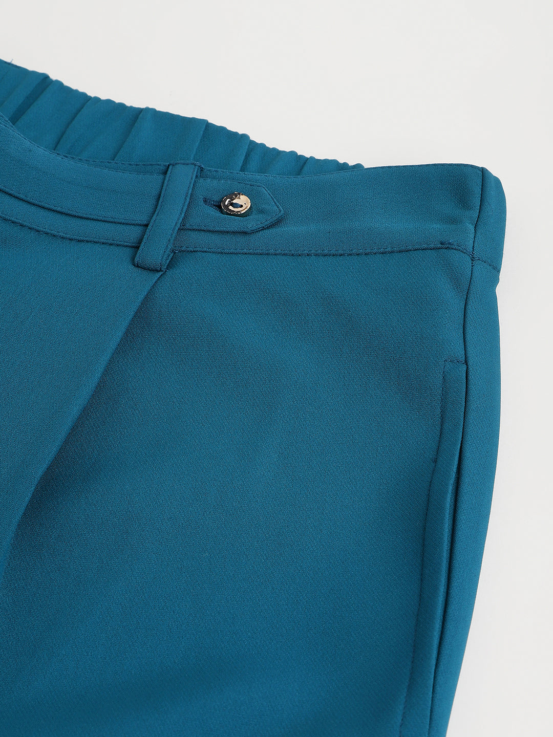 Turquoise Solid Women Straight Pant