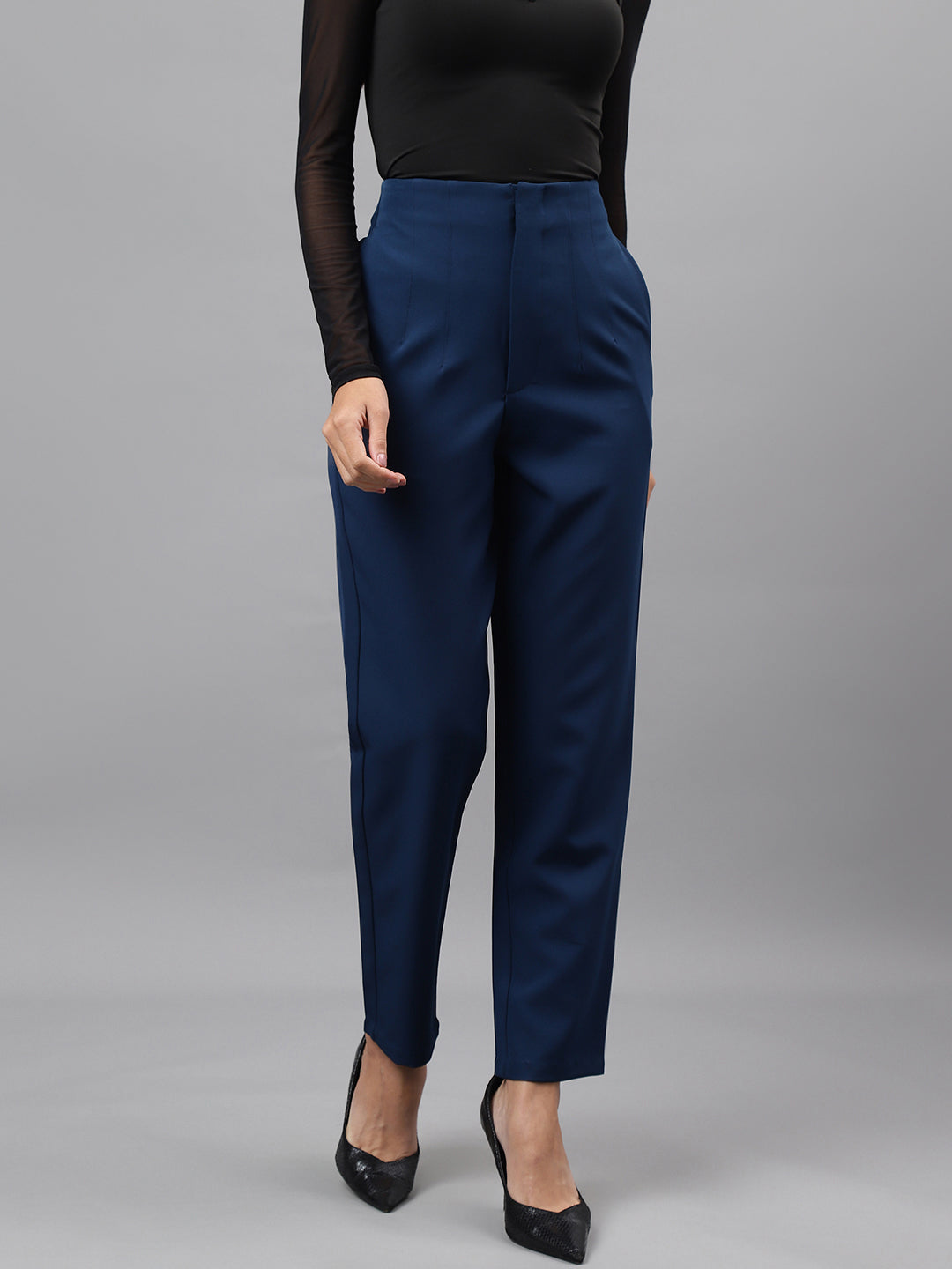 Teal Solid Straight Pant