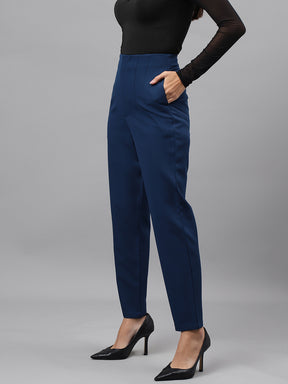 Teal Solid Straight Pant
