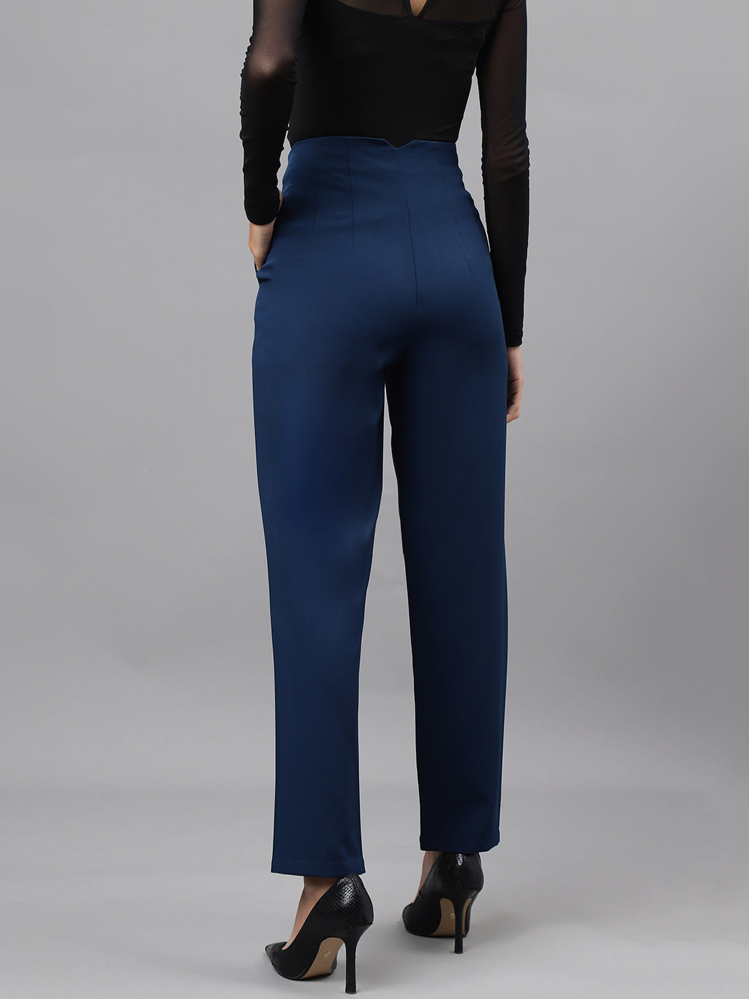 Teal Solid Straight Pant