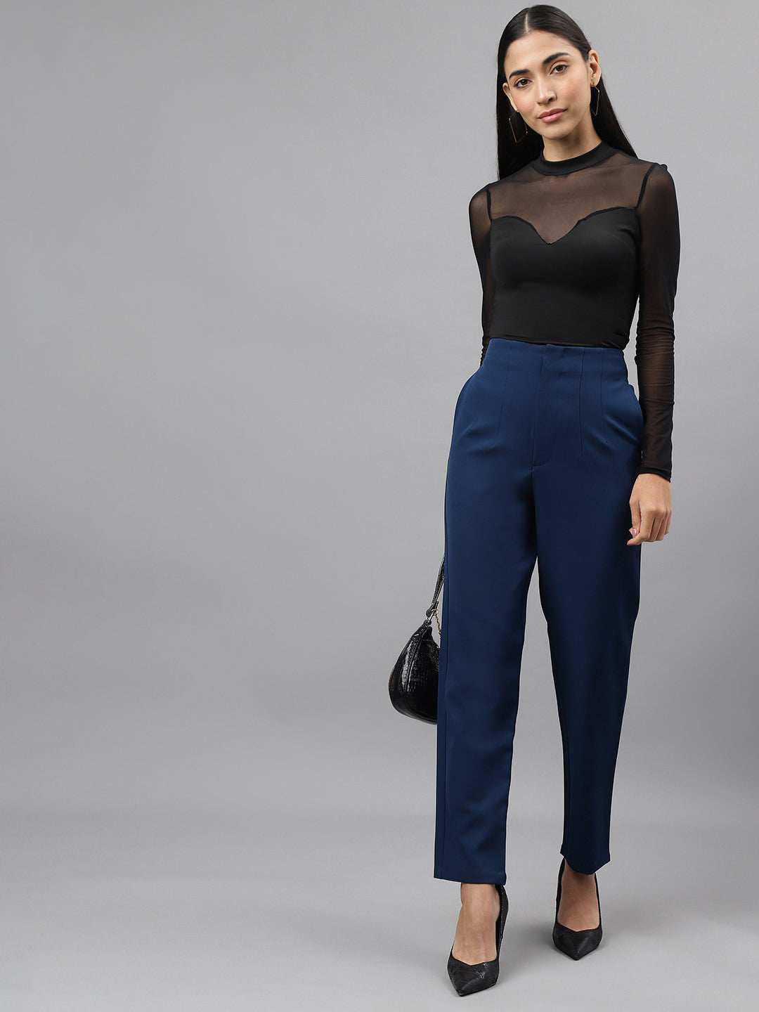 Teal Solid Straight Pant