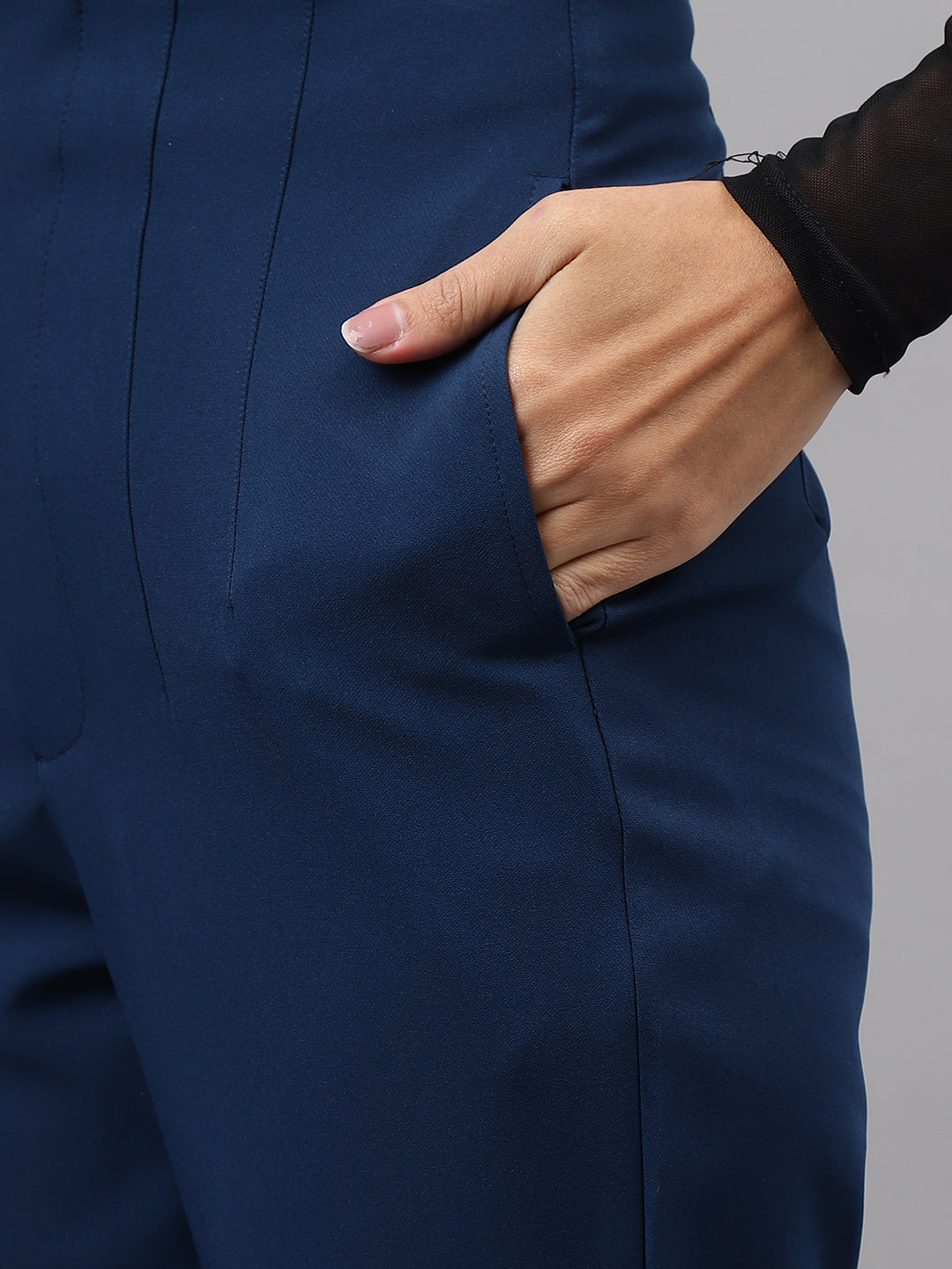 Teal Solid Straight Pant