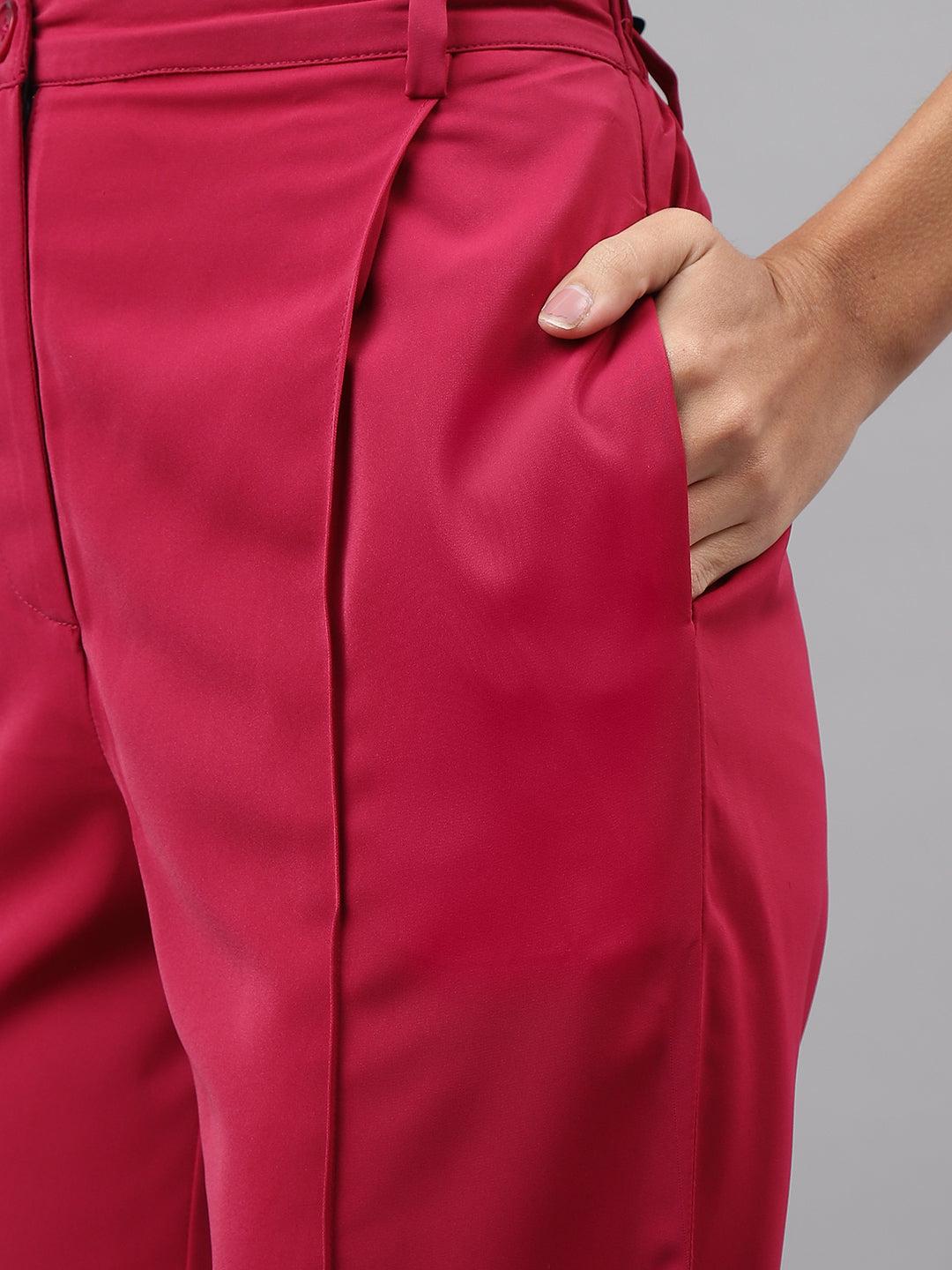 Women Pink Solid Straight Long Pant