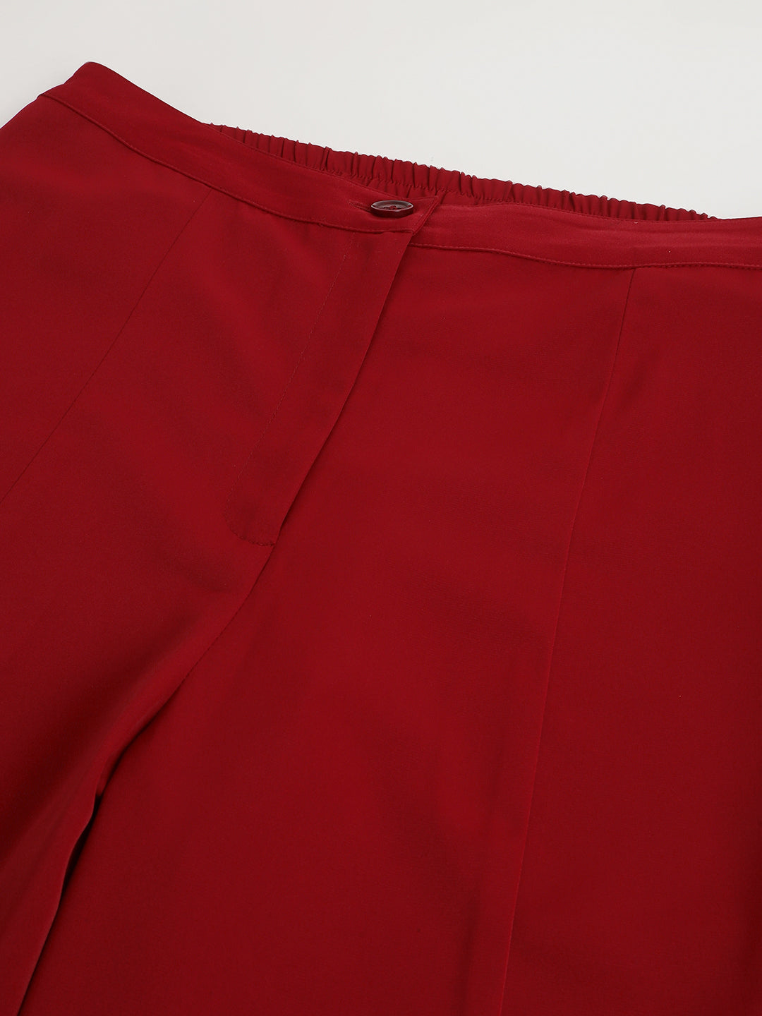 Women Maroon Solid Straight Pant