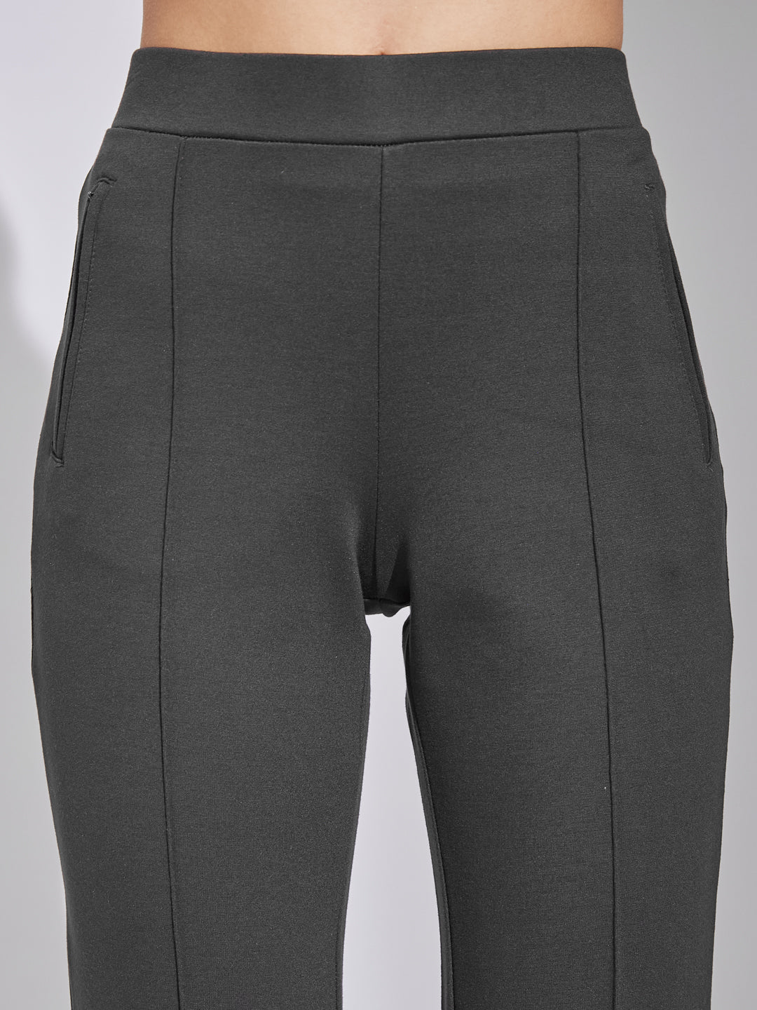 Latin Quarters Women Grey Solid High Rise Casual Flared Trouser