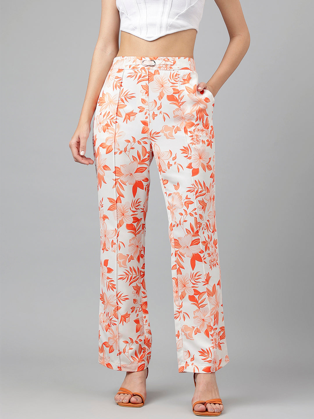 Full Length Floral Print Casual Pants