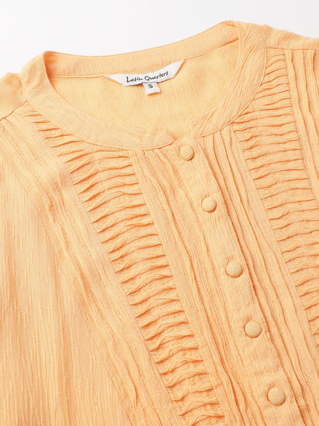 Papaya 3/4 Sleeve Solid Pleated Tunic