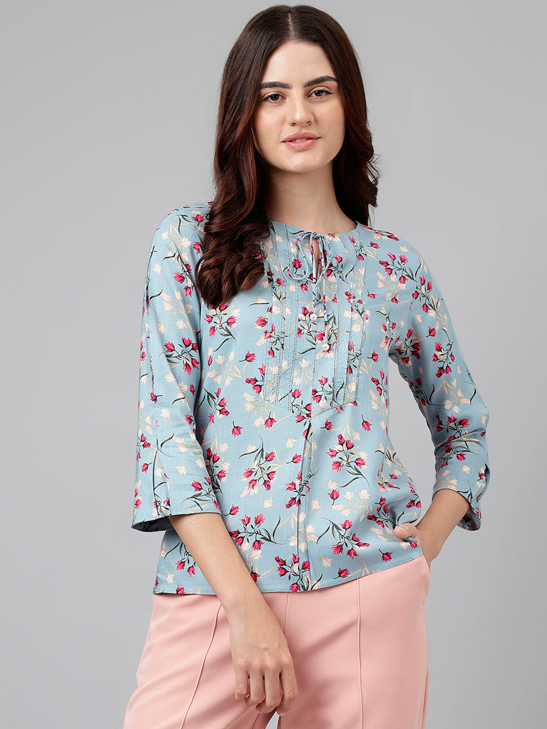 Blue Printed Viscose Tunic