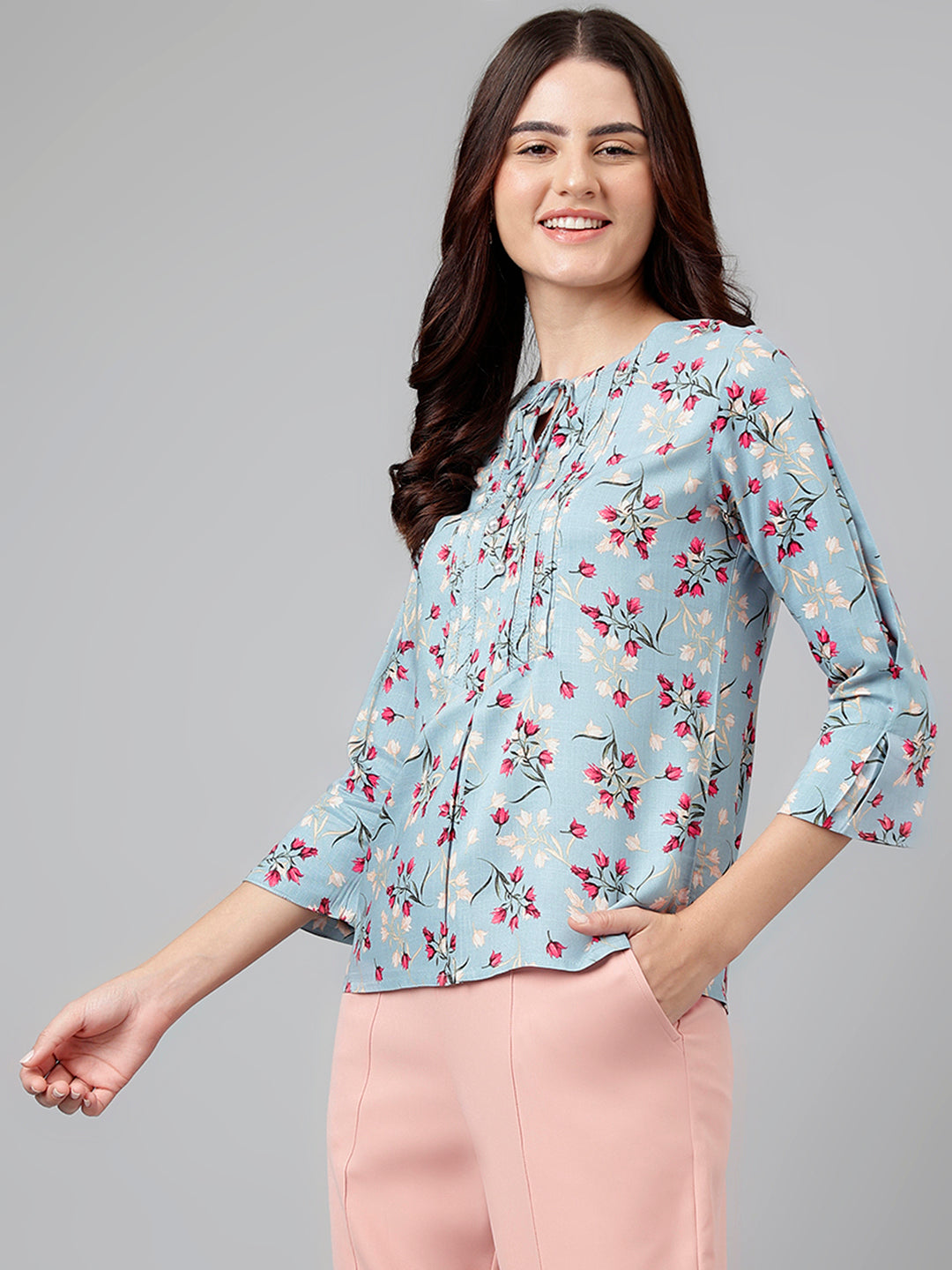 Blue Printed Viscose Tunic