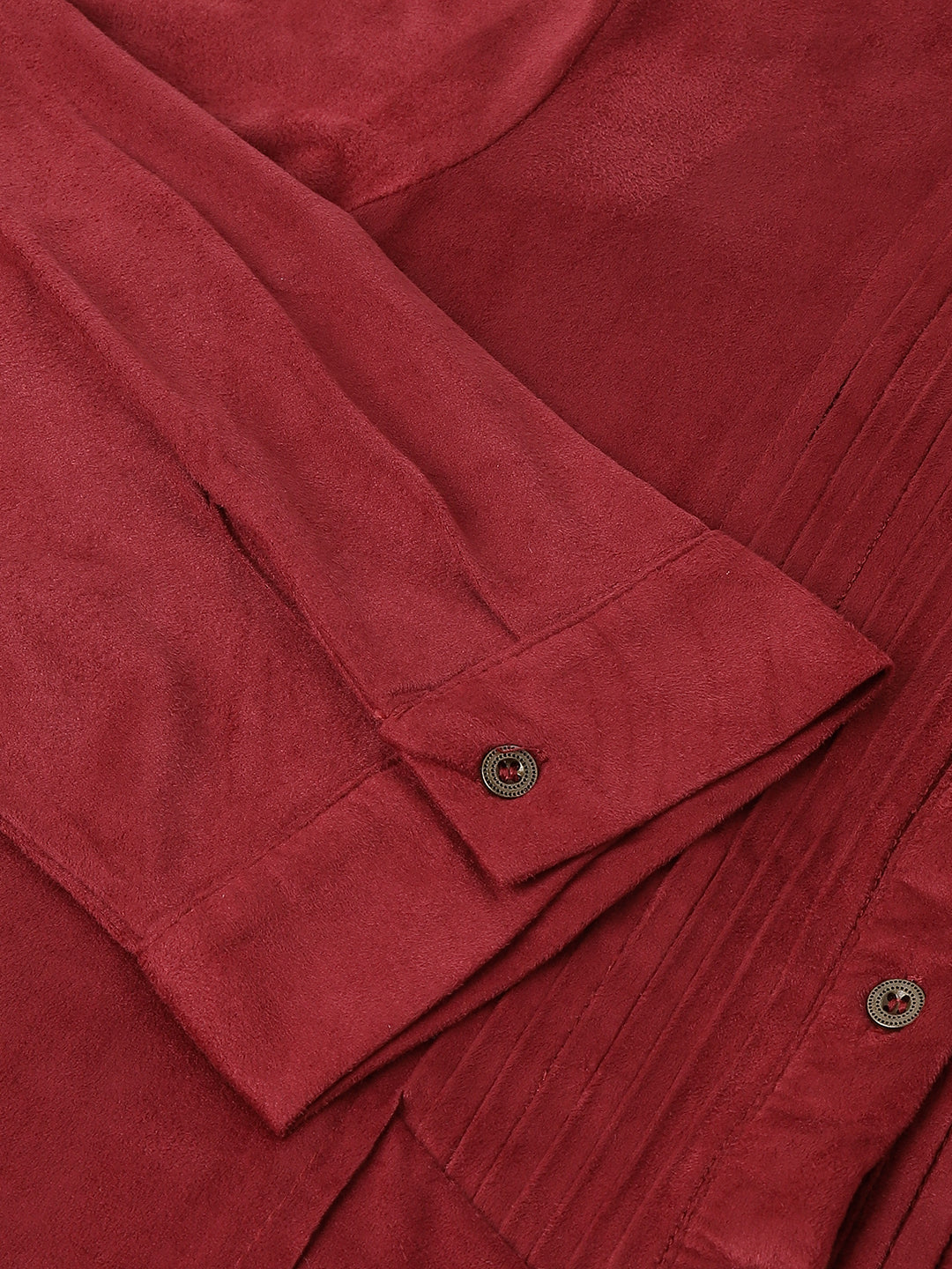 Maroon Full Sleeve Solid Shirt Blouse Top