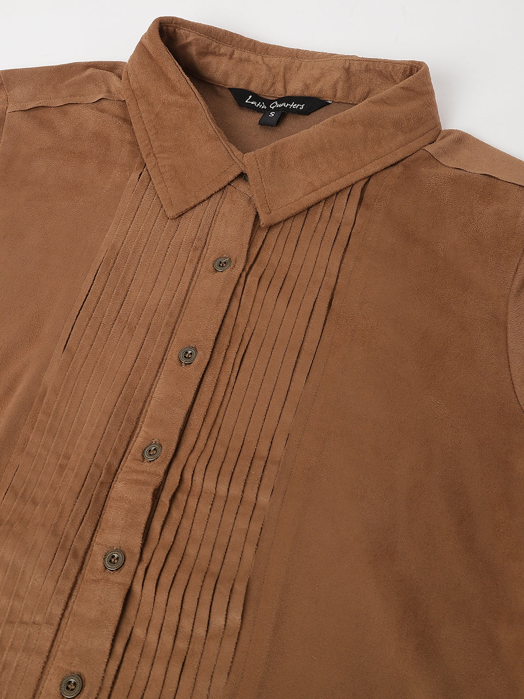 Brown Full Sleeve Solid Shirt Blouse Top