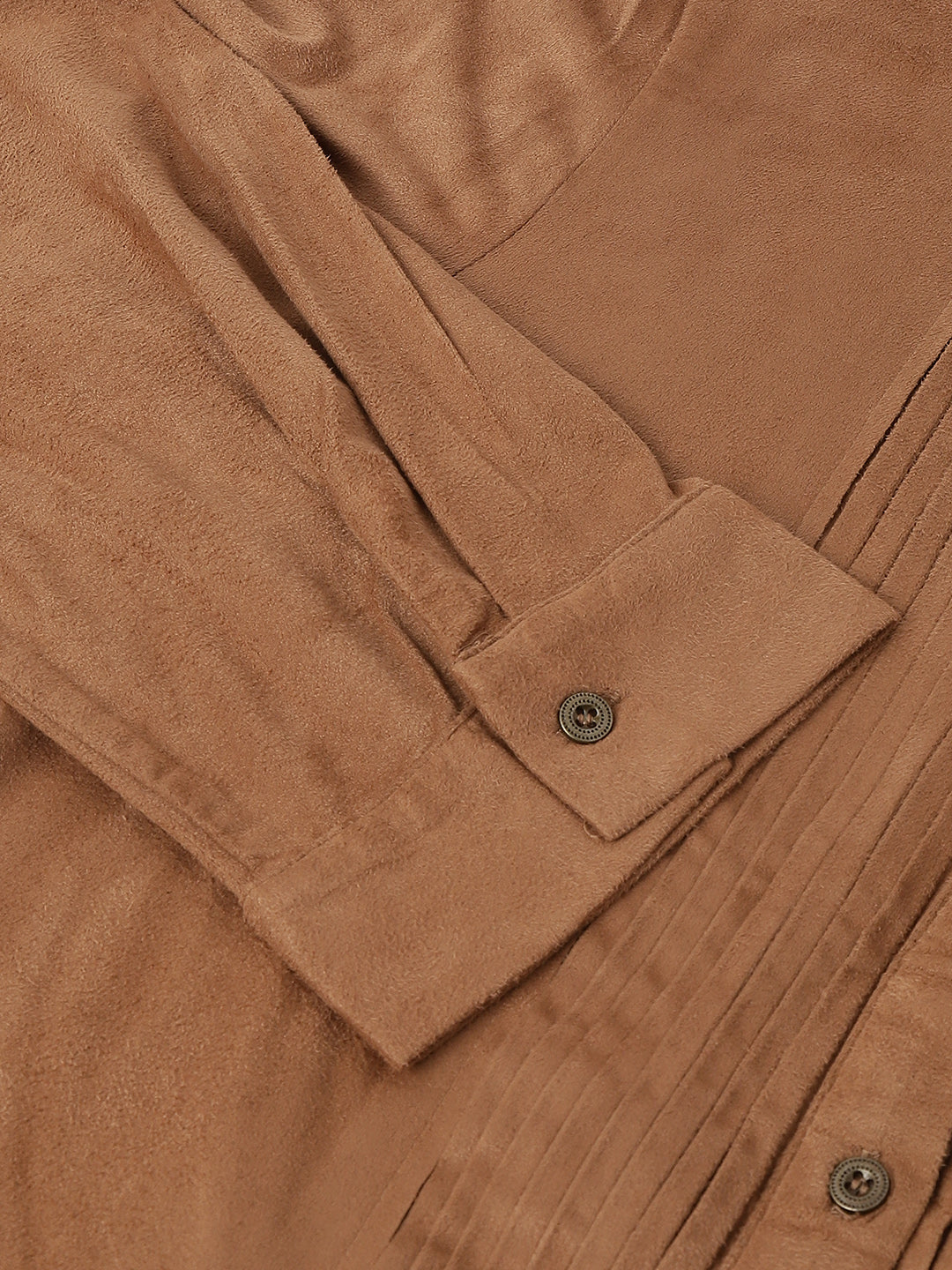 Brown Full Sleeve Solid Shirt Blouse Top