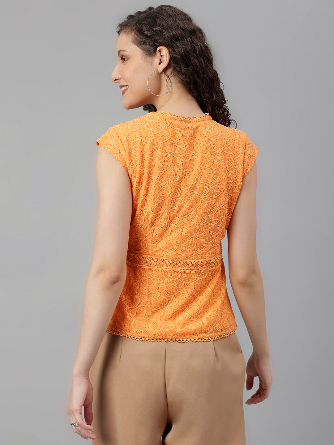 Papaya Cap Sleeve Solid Knit Top