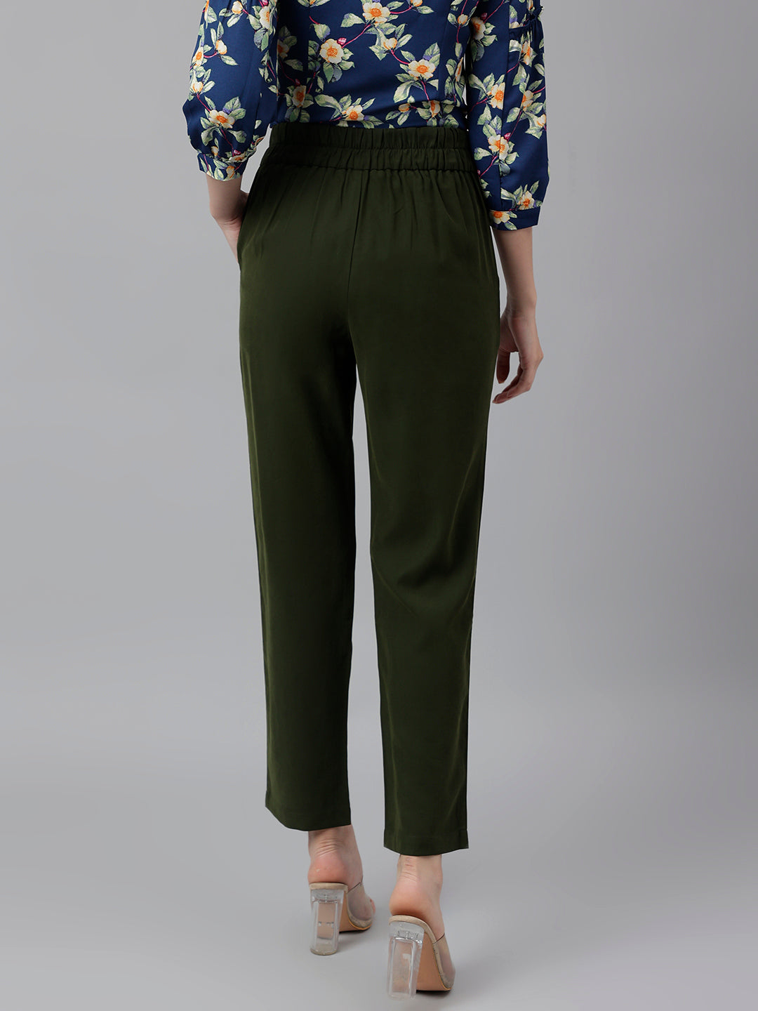 Green Classic Fit Rayon Blend Pant