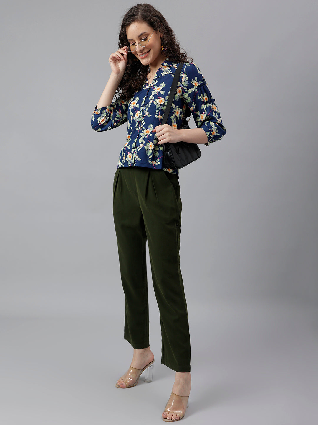 Green Classic Fit Rayon Blend Pant