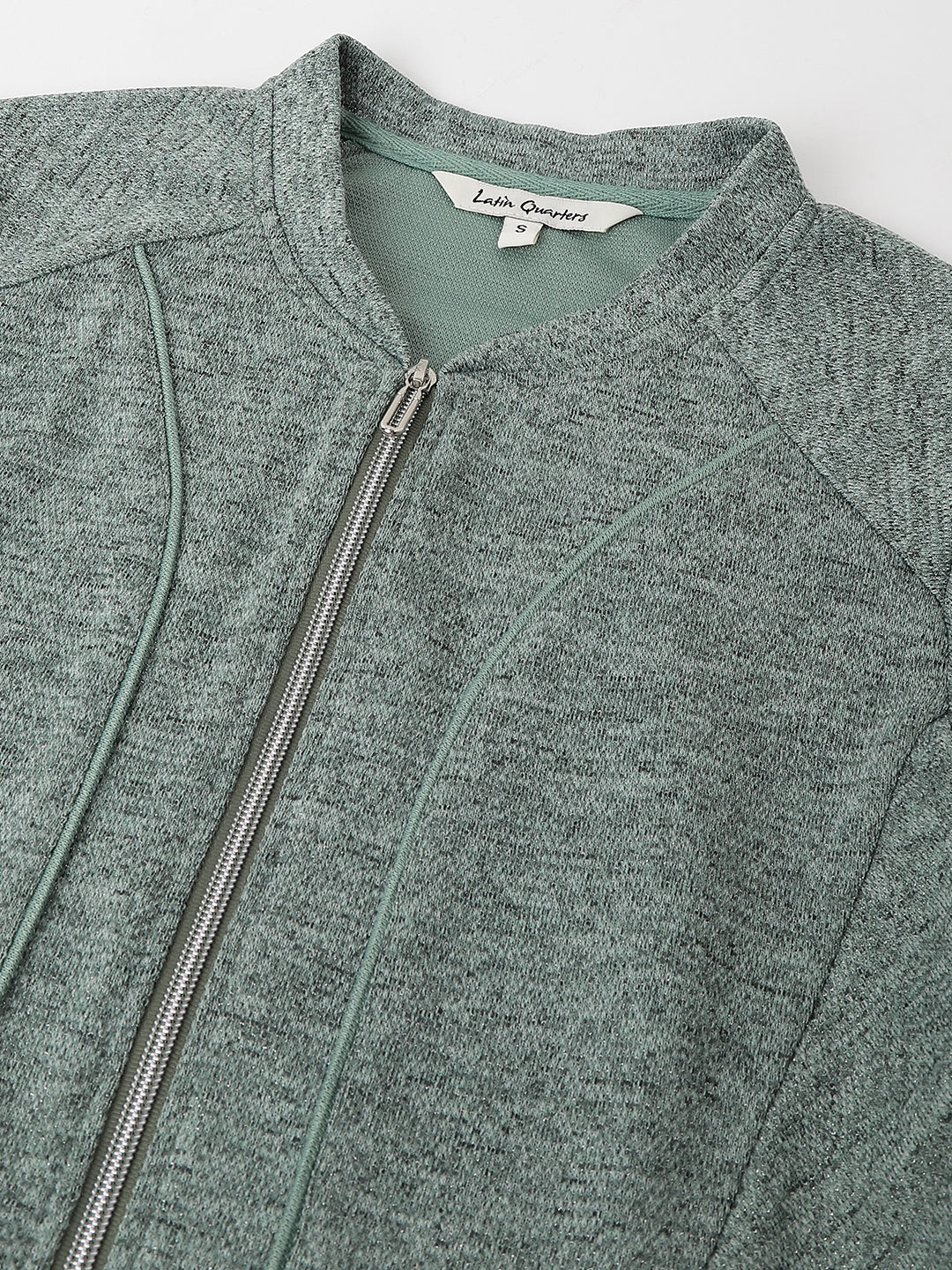Green Full Sleeve Solid Sweatshirt Knit Top
