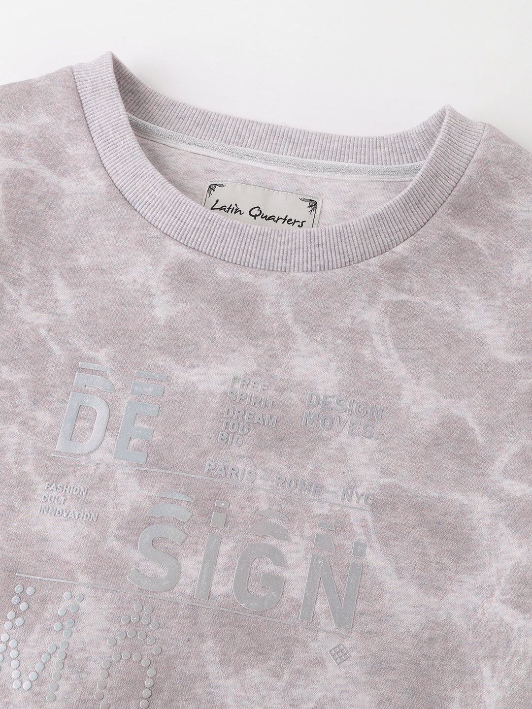 Lilac Full Sleeve Round Neck Solid Sweatshirt Knit Top For Women