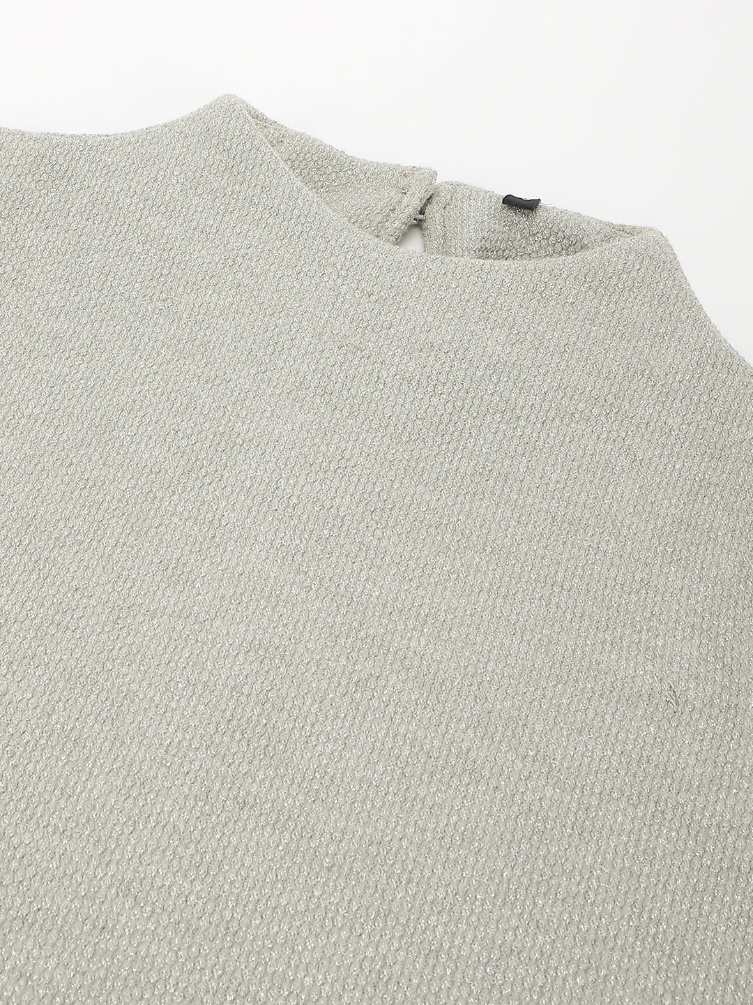 Grey Sleeveless Round Neck Solid Top For Casual Wear