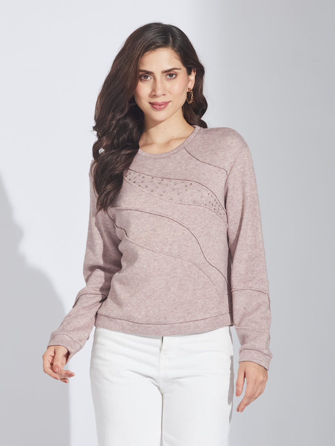 Latin Quarters Women's Dusky Pink Melange Sweatshirt