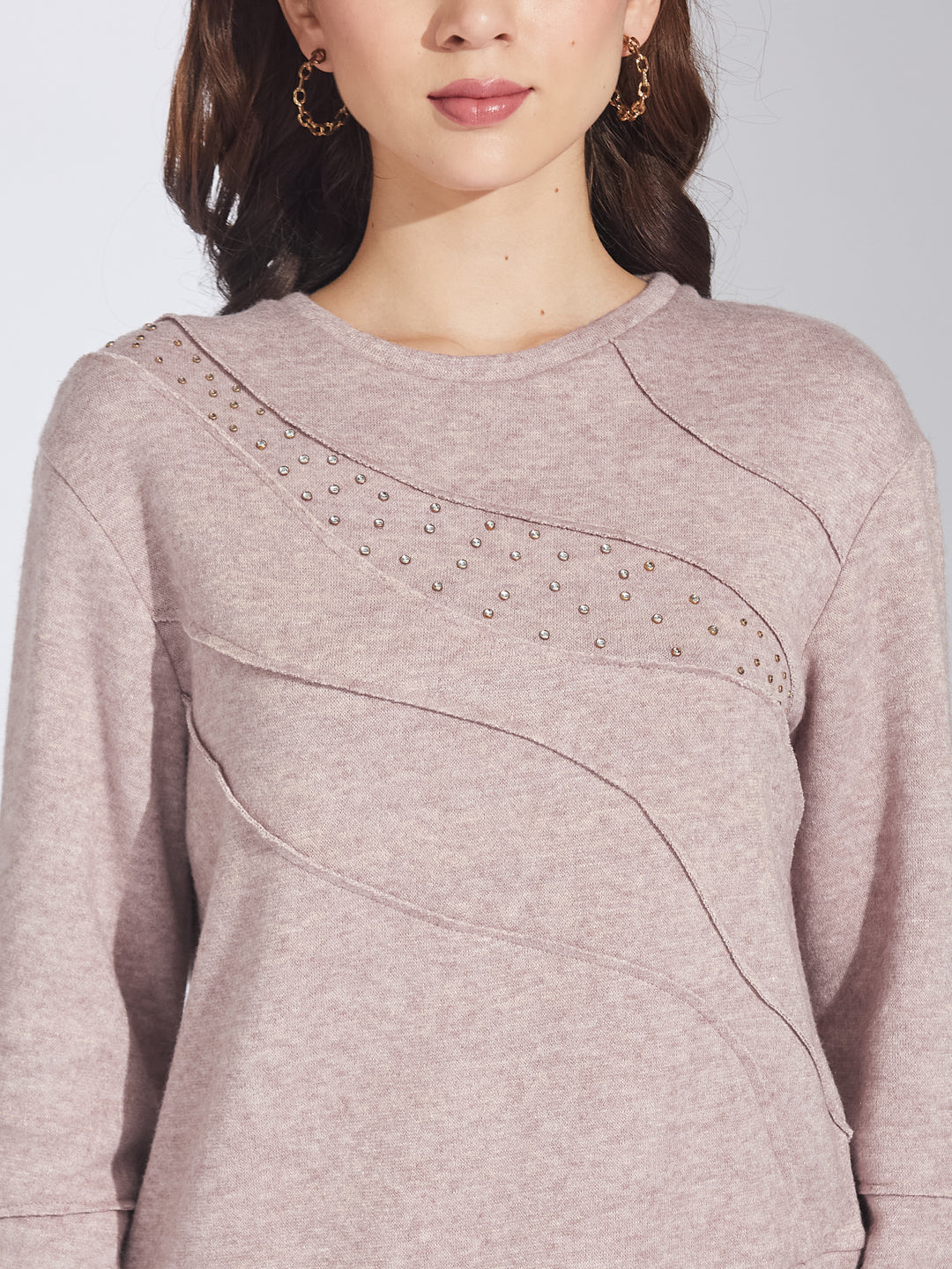 Latin Quarters Women's Dusky Pink Melange Sweatshirt