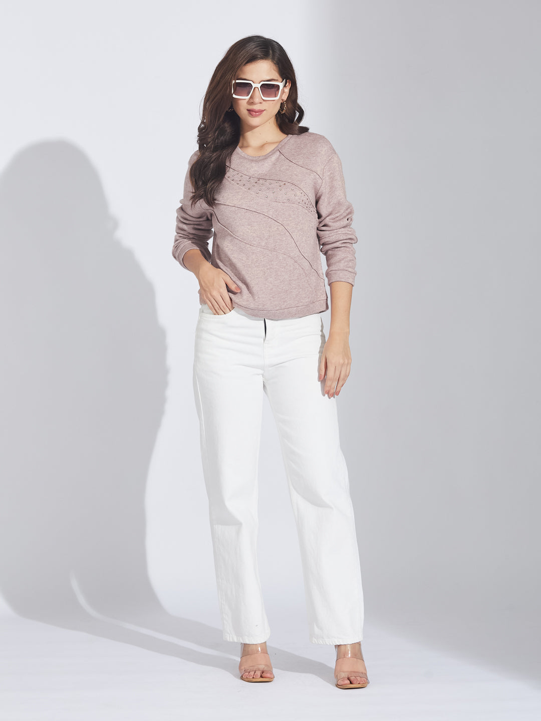 Latin Quarters Women's Dusky Pink Melange Sweatshirt
