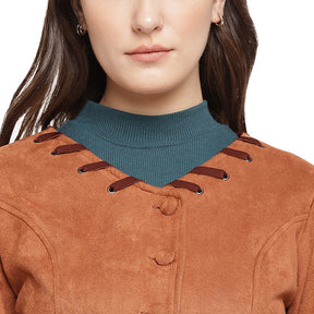 Tan 3/4 Sleeve Solid Top Knit Top For Women & Girls