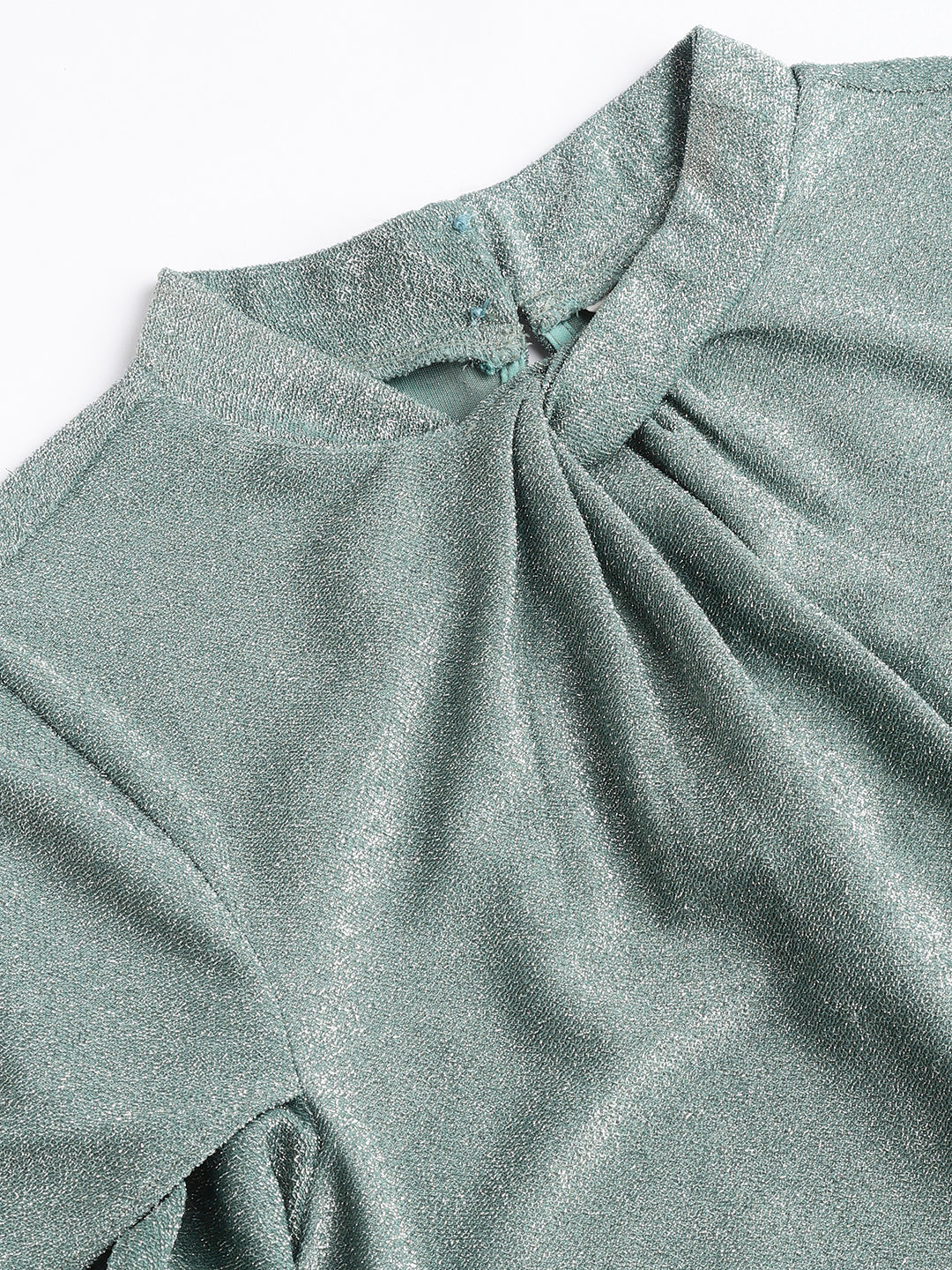 Green Solid Half Sleeve Party Knit Top