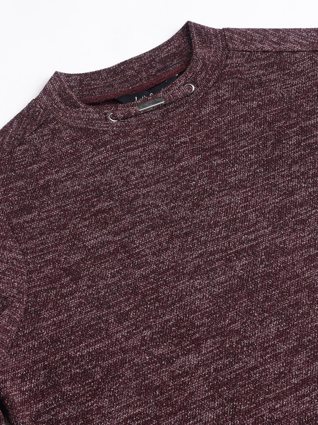 Red Solid Full Sleeve Casual Knit Top