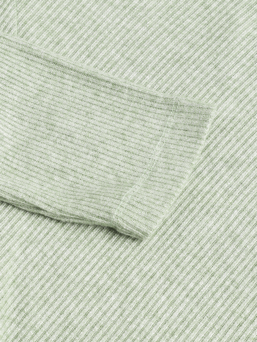 Green Solid Full Sleeve Casual Knit Top