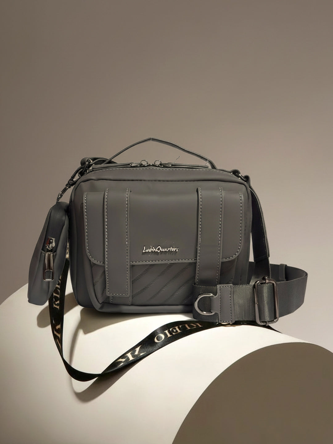 Latin Quarters Women’s Grey Crossbody Bag with Detachable Pouch