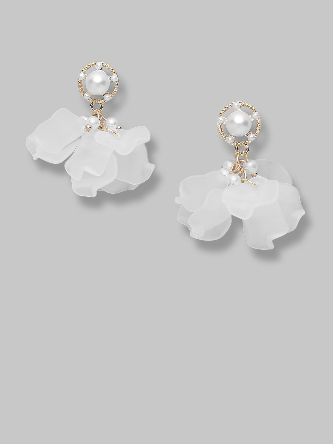 Pearl Gold Plated Brass Metal Drop Earrings For Women And Girls