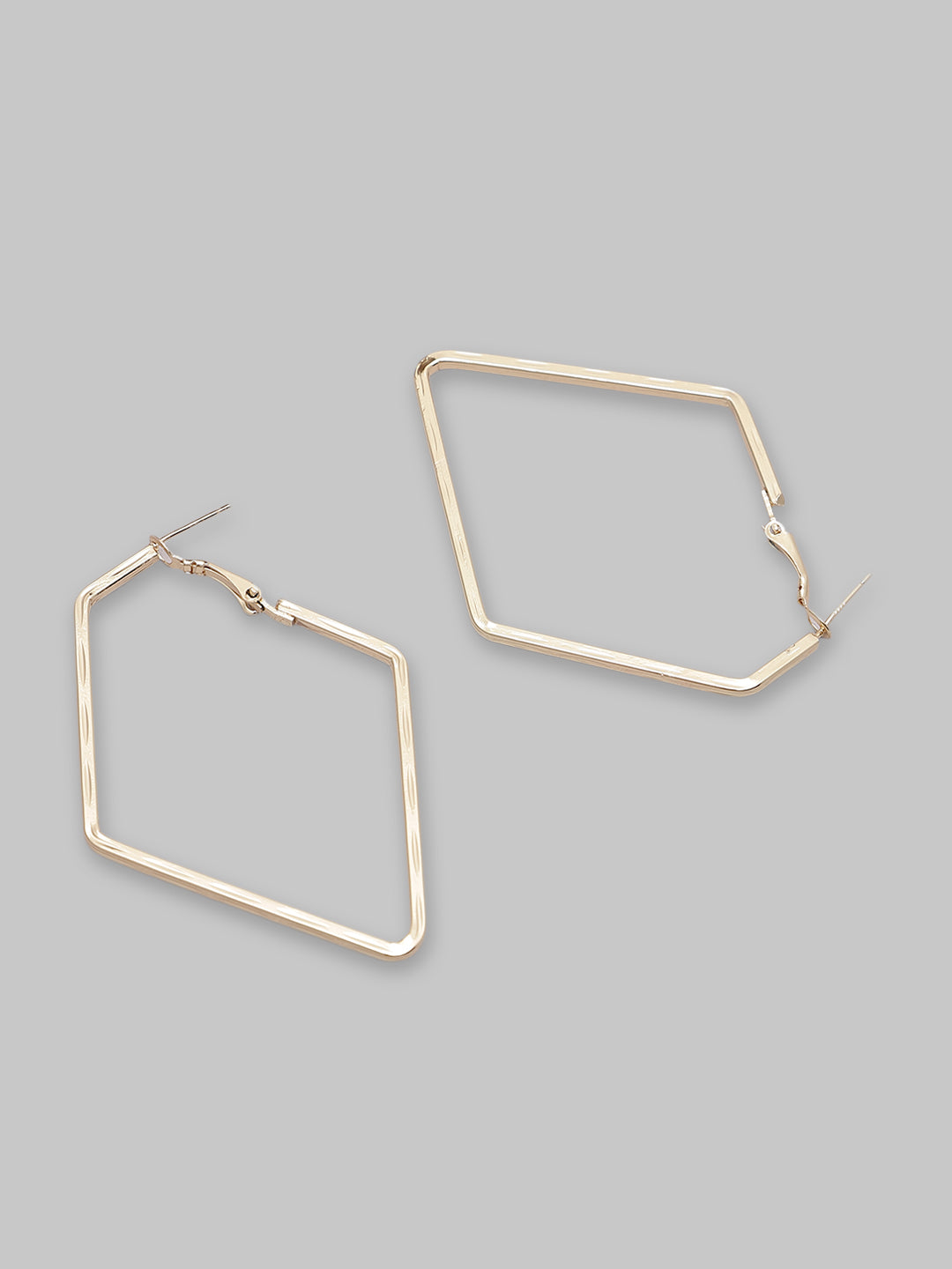 Gold Plated Alloy Square Shape Big Hoops Earring For Women & Girls
