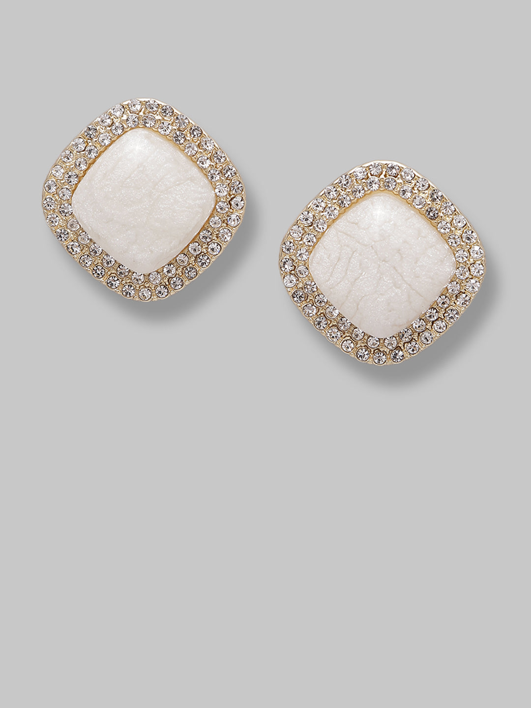 Gold Alloy Stone Small Stud Earrings Tops For Women And Girls