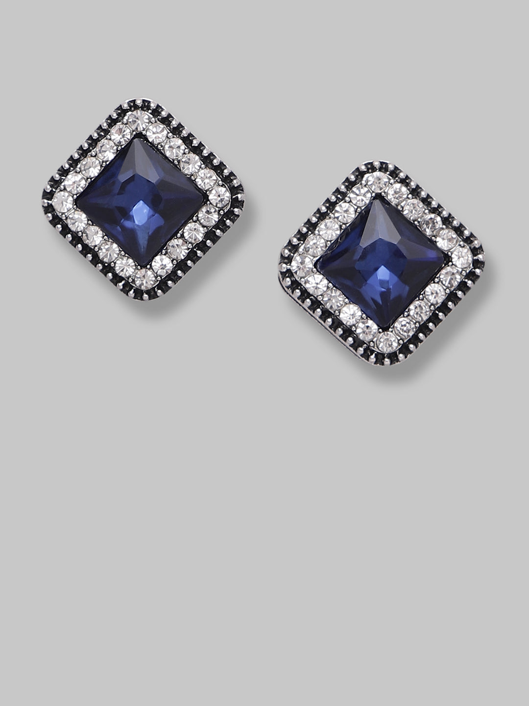 Beautiful Silver Base Metal And Blue Crystal Earrings For Women And Girls