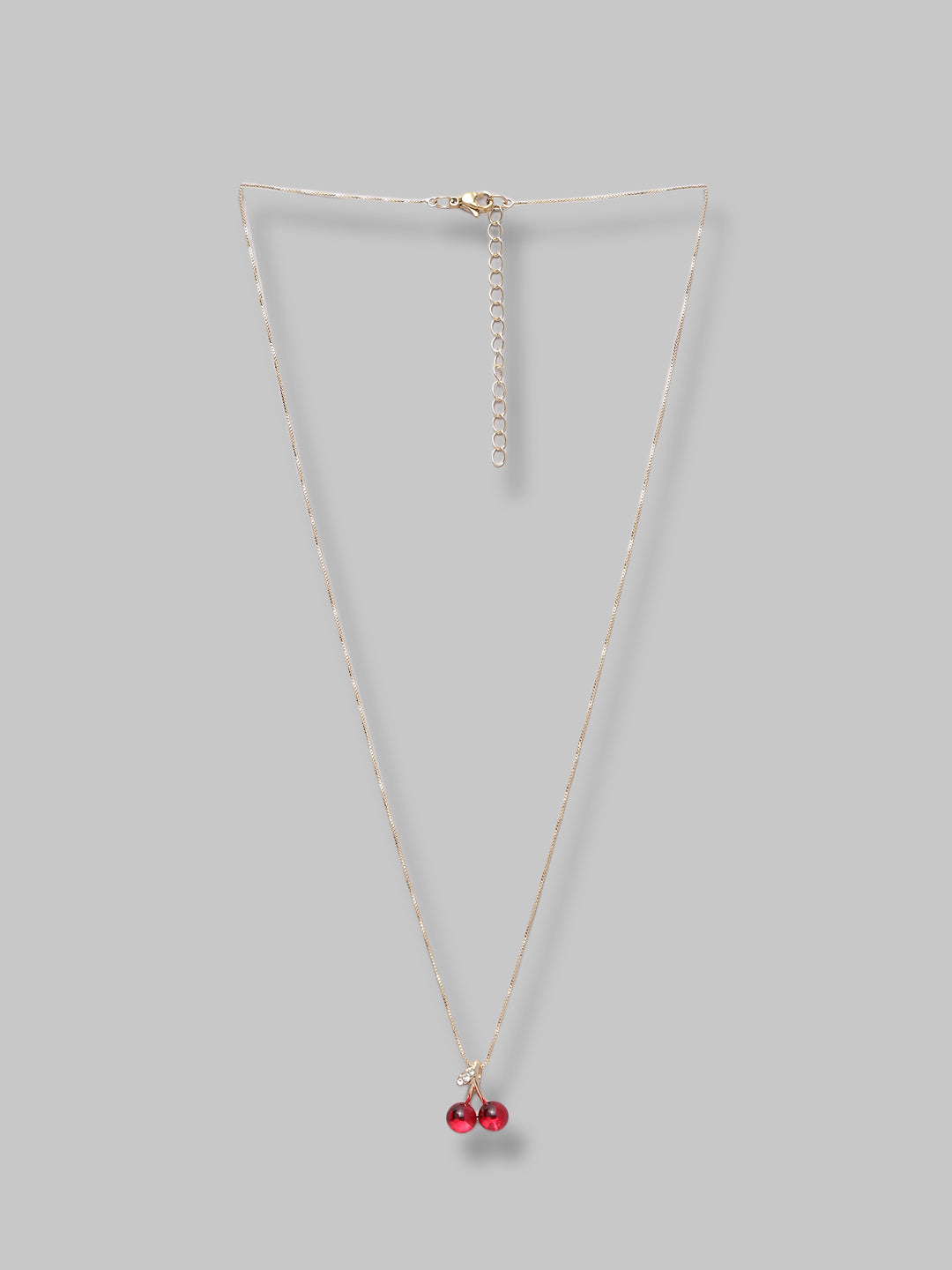 Gold Plated & Red Ball Shade Design Lightweight Chain For Women And Girls