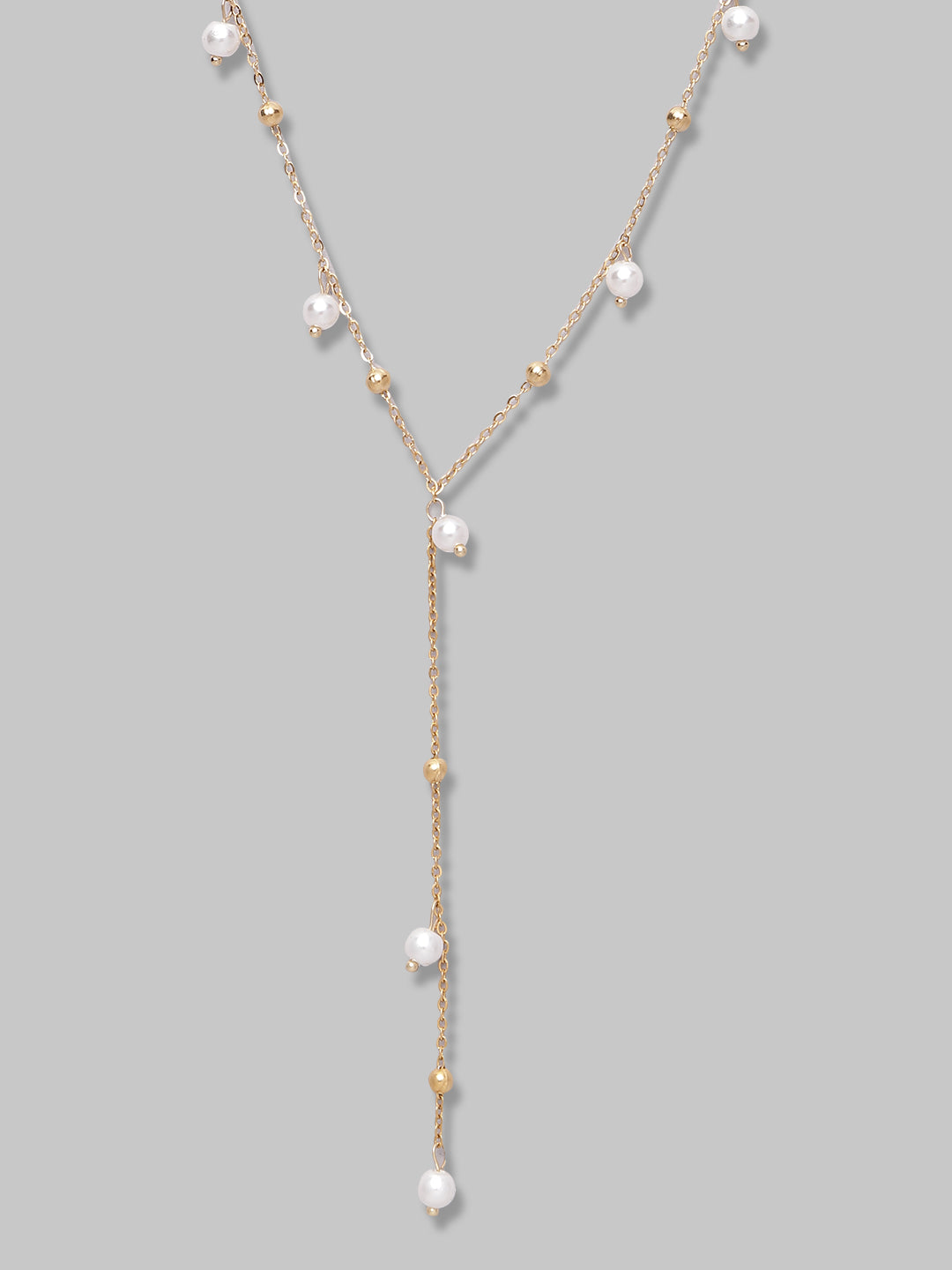 Gold Plated And White Pearl Lightweight Chain For Women And Girls