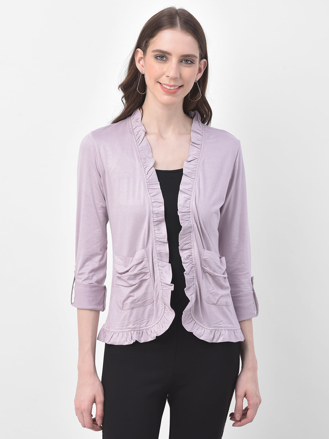 Lilac Full Sleeve Straight Shrug