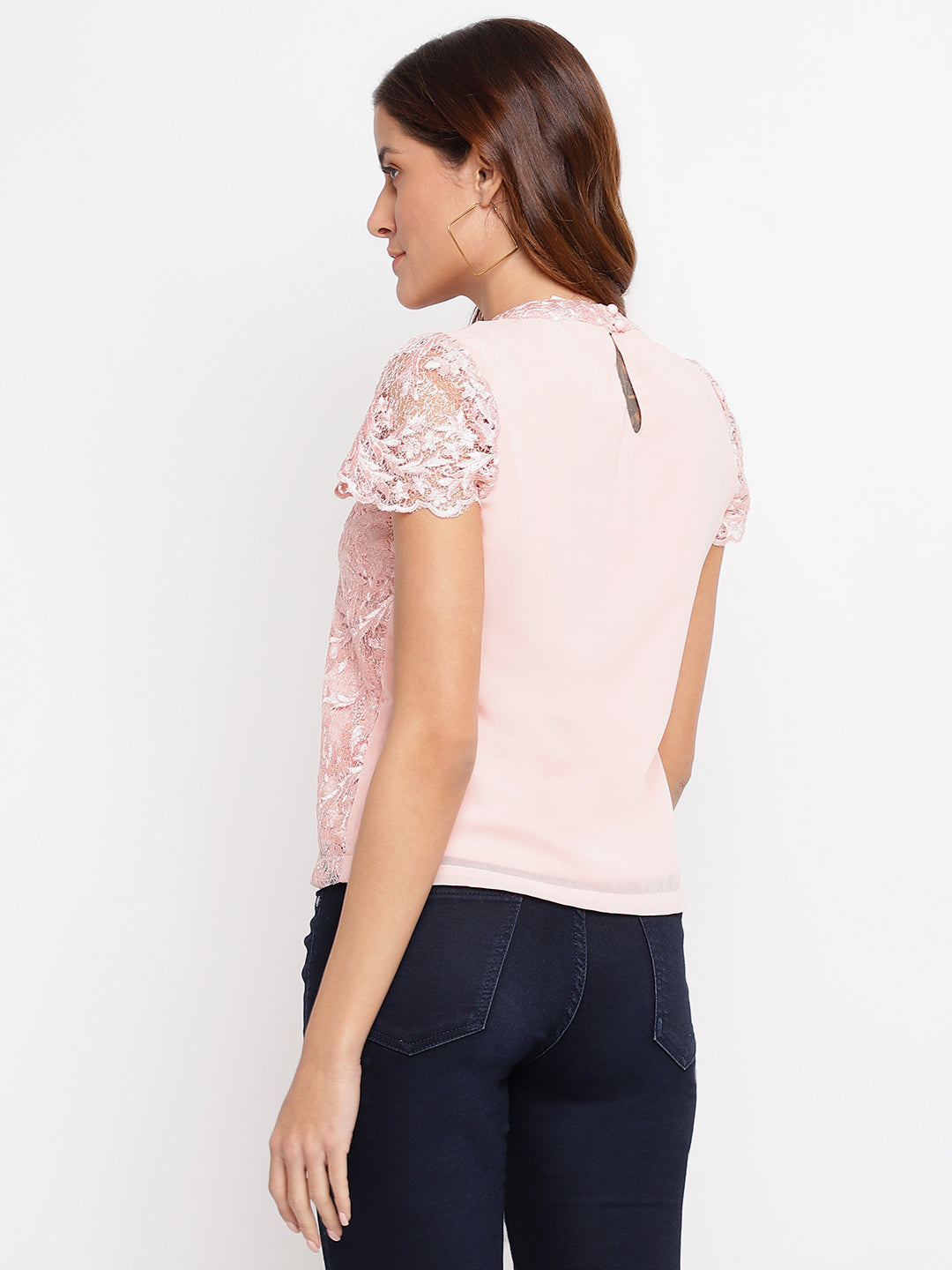 Pink Cap Sleeves Blouse