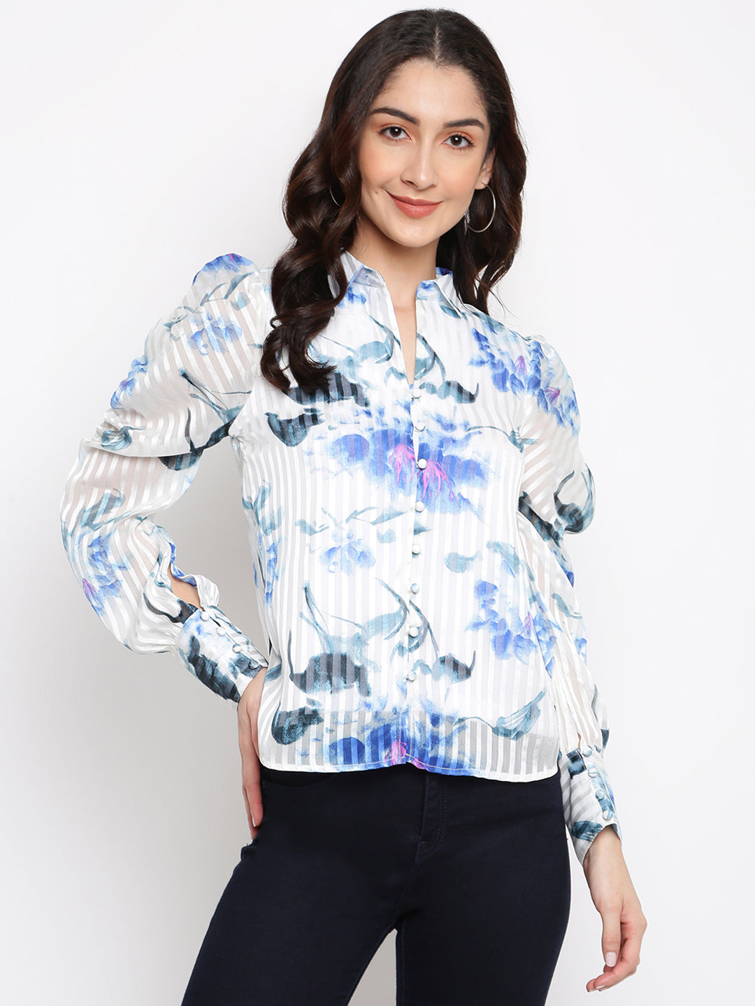 Blue Full Sleeve Printed Shirt