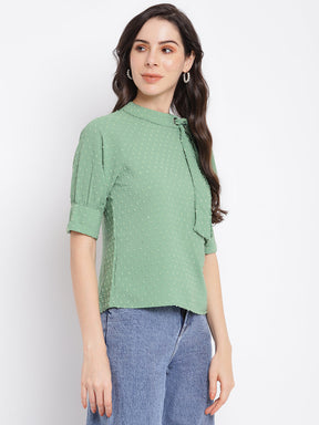 Green Half Sleeve Blouse Top