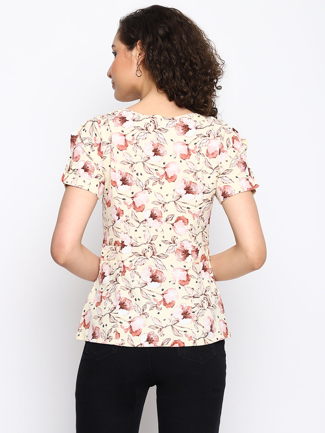 Yellow Half Sleeves Printed Blouse