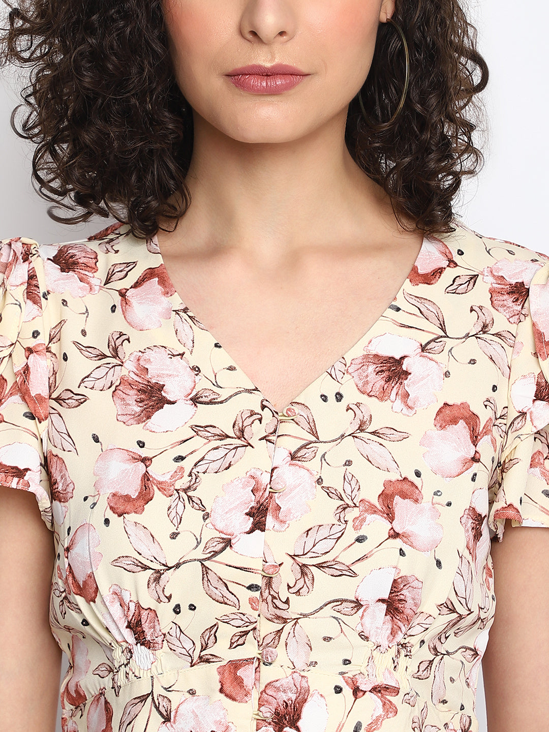 Yellow Half Sleeve Printed Blouse