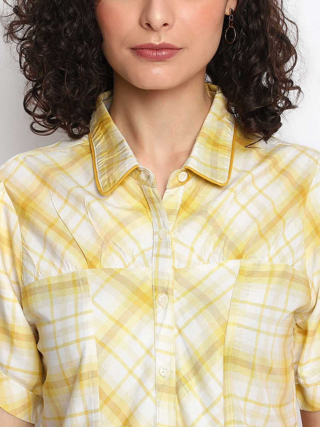 Yellow Half Sleeve Colorblocked Blouse