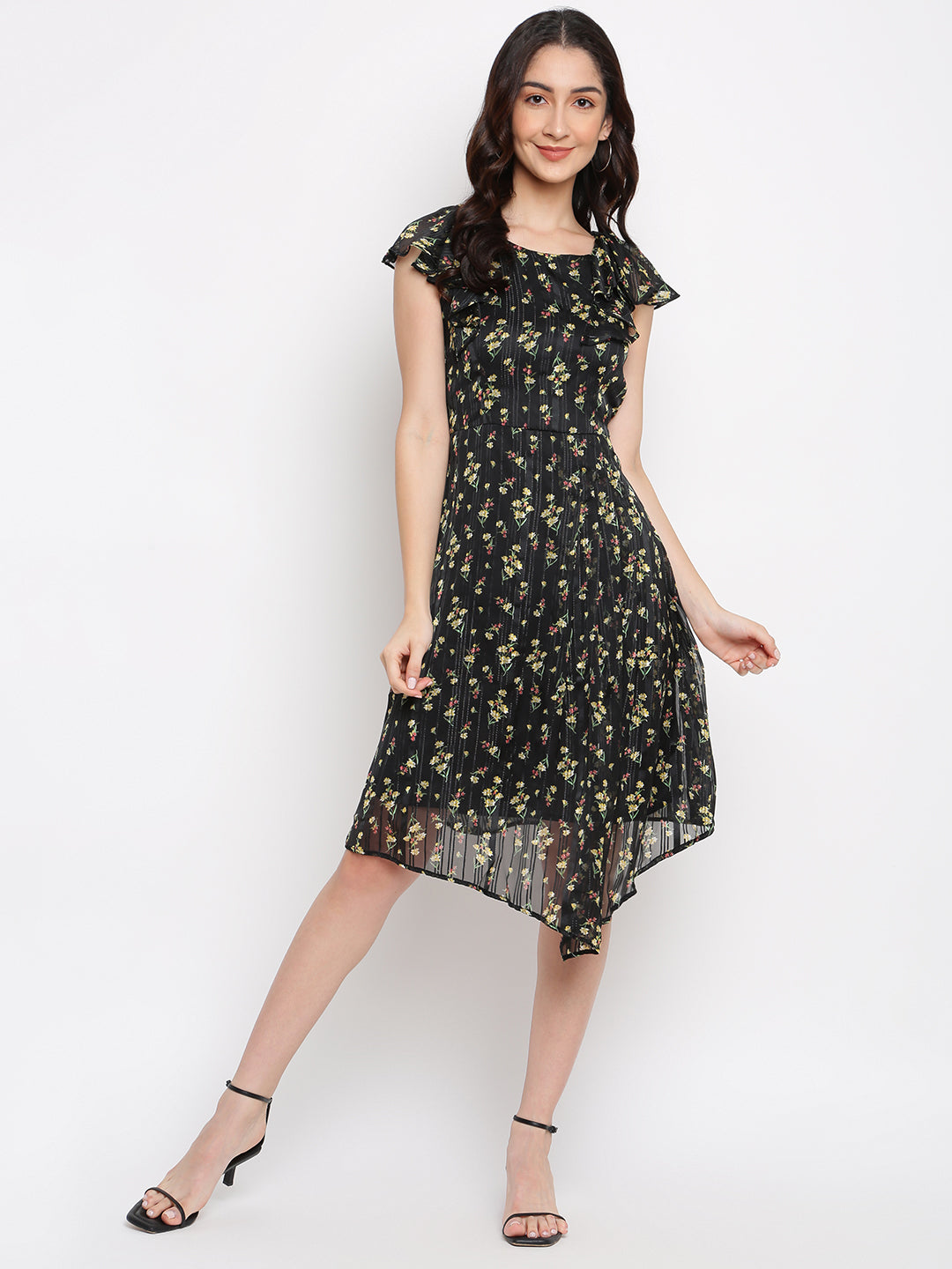 Half sleeve floral clearance dress