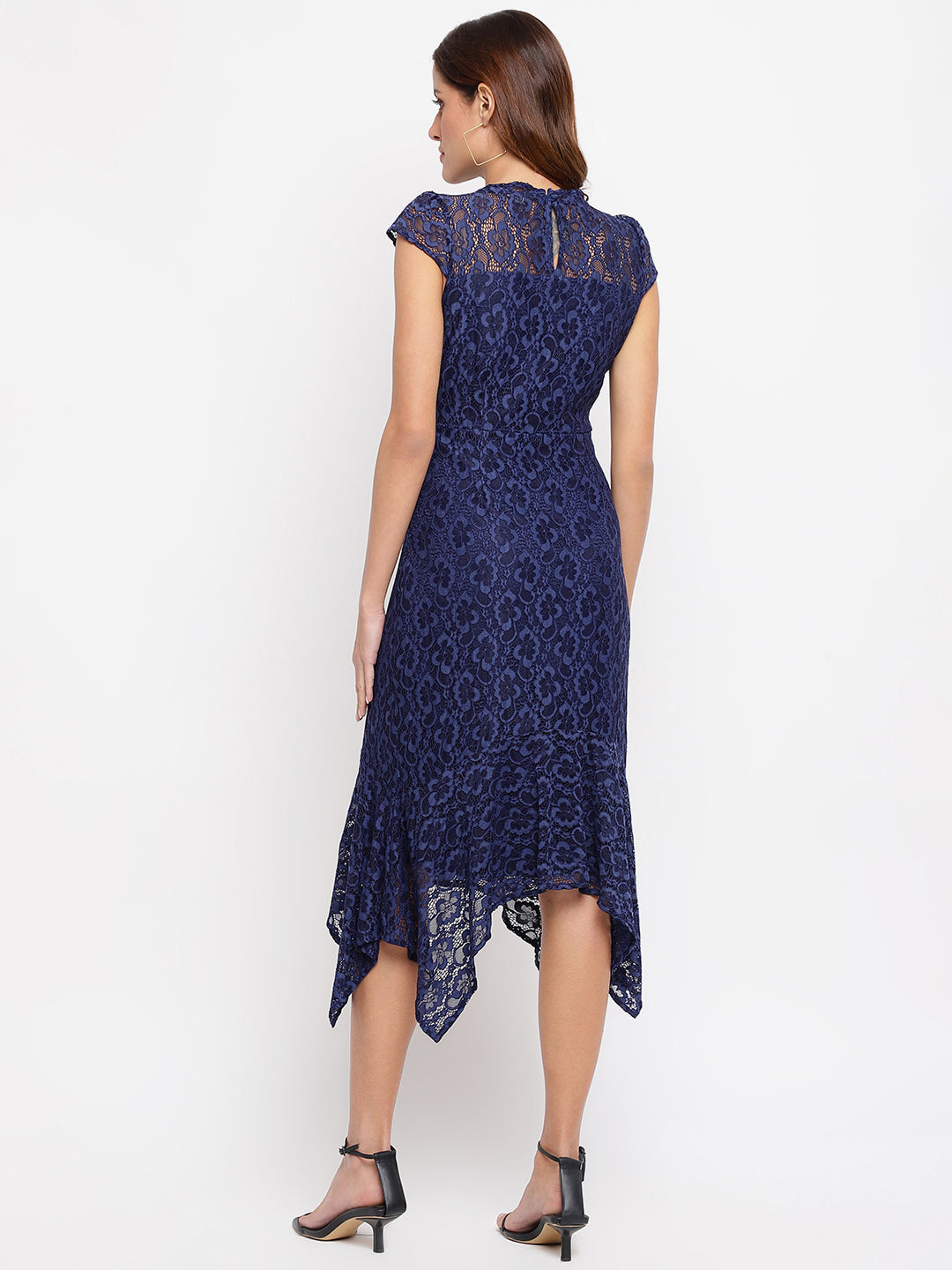 Blue Navy Cap Sleeve Maxi Dress