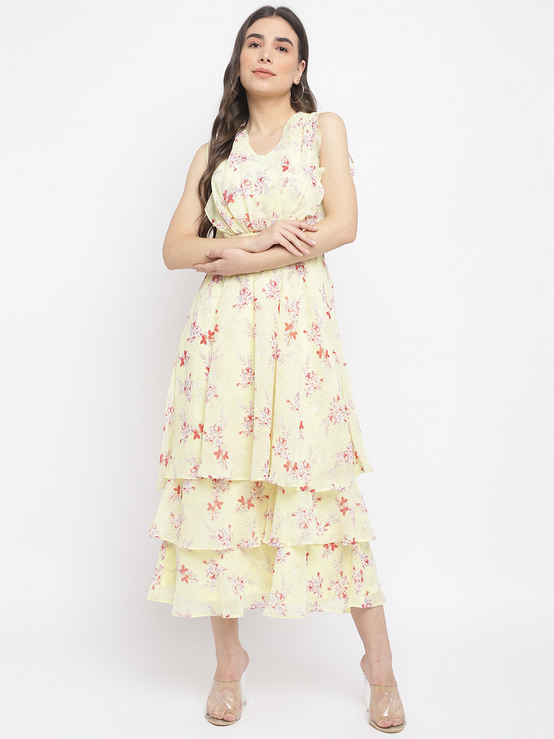 Yellow Cap Sleeve Maxi Dress