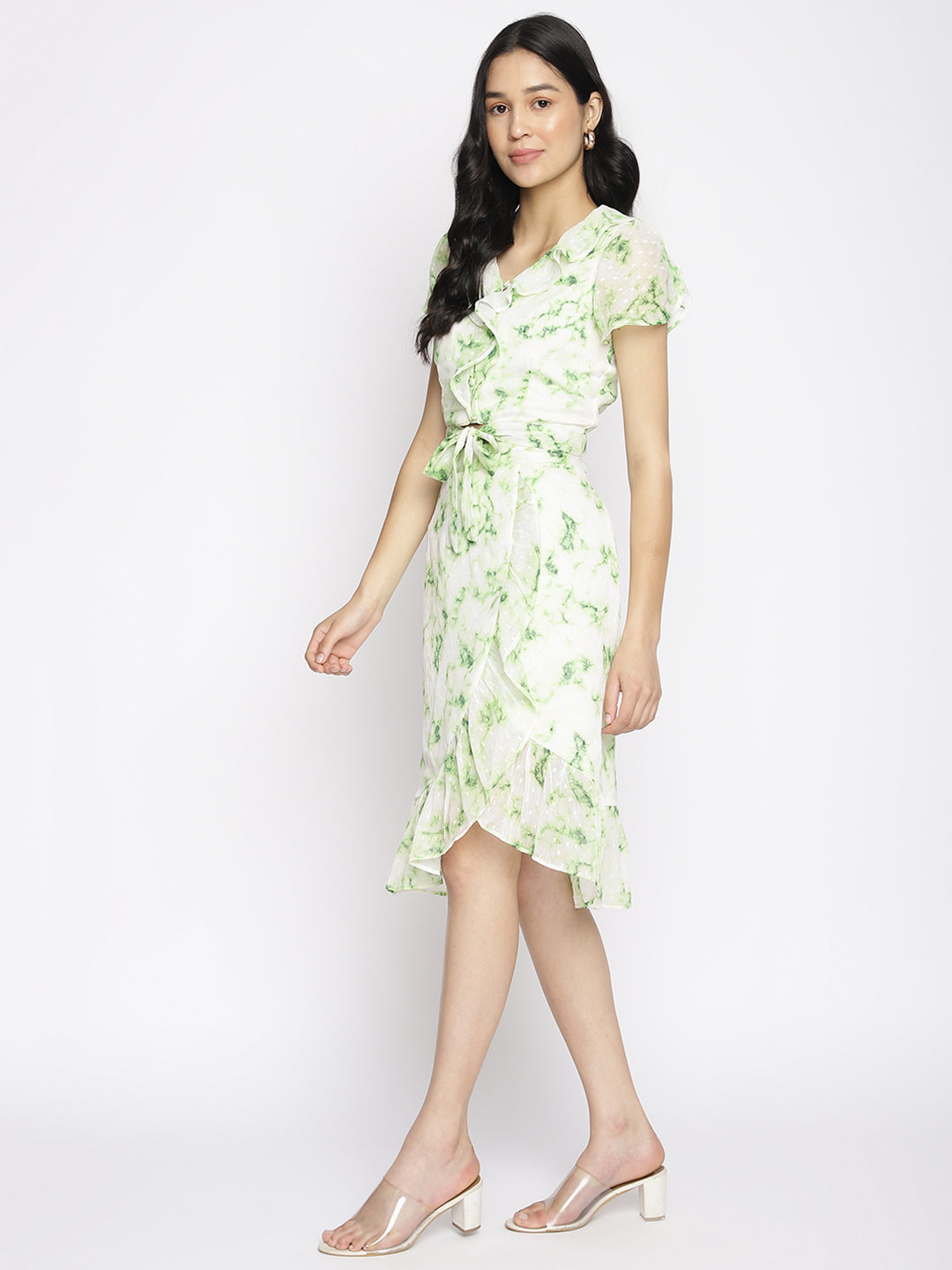 Green Cap Sleeves Co-Ord Set Dress