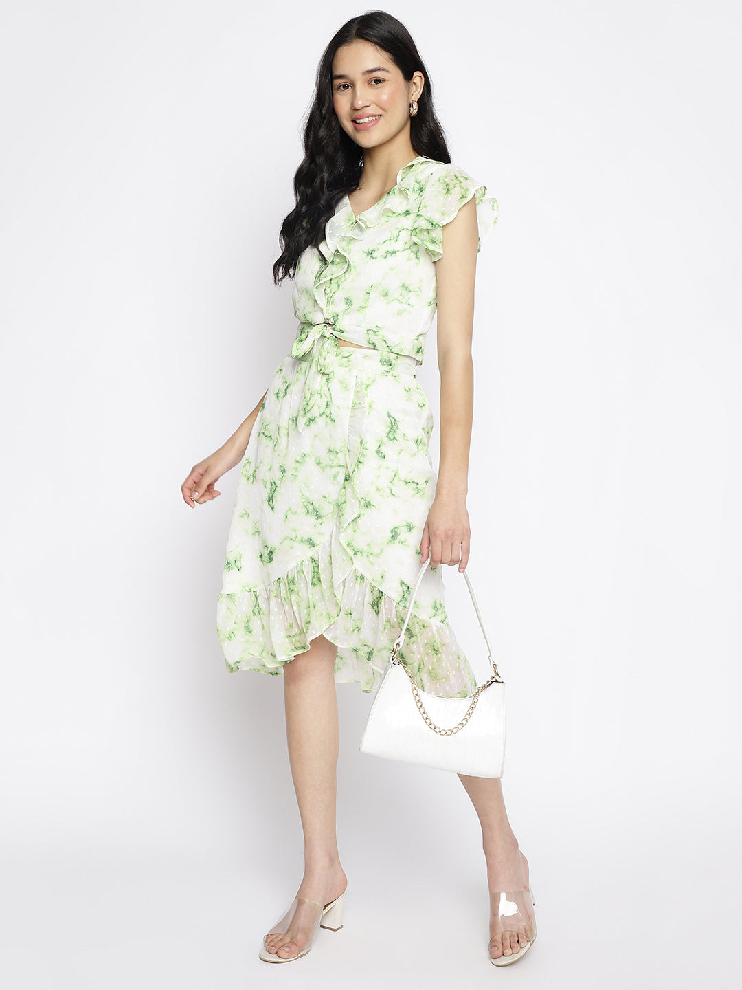 Green Cap Sleeves Co-Ord Set Dress