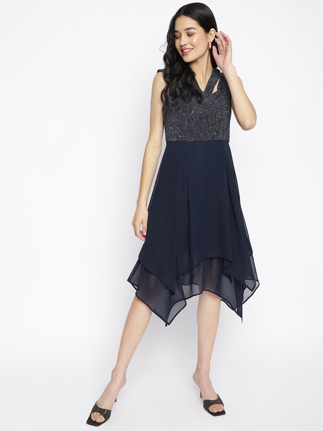 Cap sleeve high outlet low dress