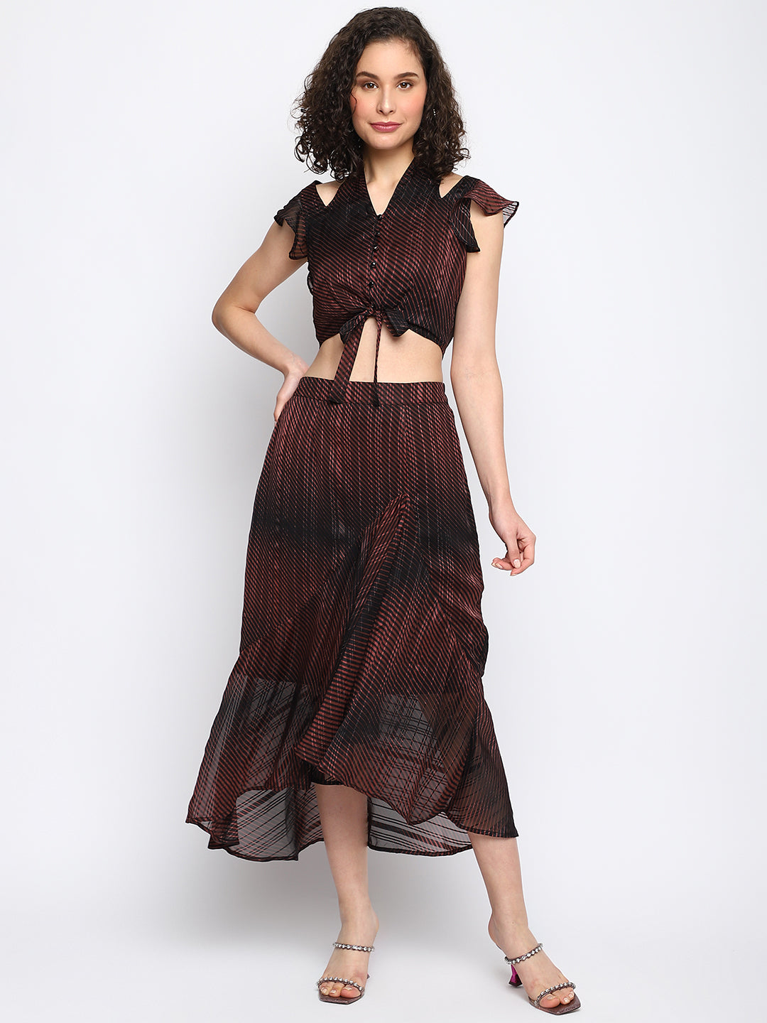 Black Cap Sleeve Solid Cordset Dress